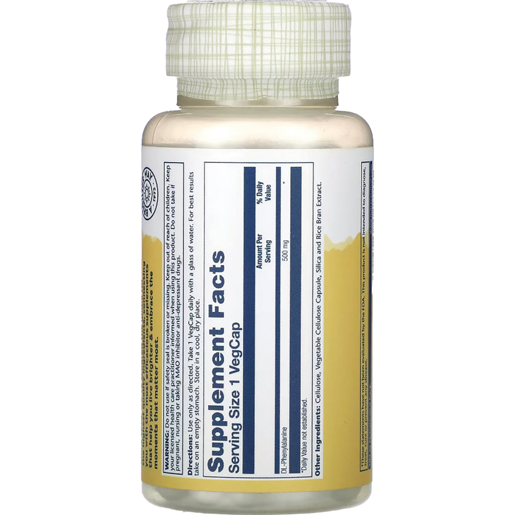SLR345 | back of white and yellow supplement bottle showing Supplement Facts label and serving size 1 VegCap - Thumbnail