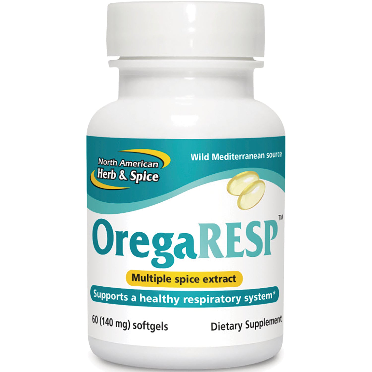 NHS058 | OregaRESP dietary supplement bottle, 60 softgels, multiple spice extract for respiratory support