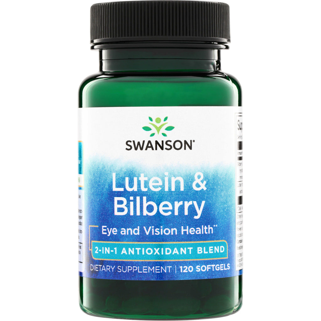 SWU990 | Swanson Lutein & Bilberry supplement bottle, Eye and Vision Health, 2-in-1 Antioxidant Blend, 120 softgels - Thumbnail