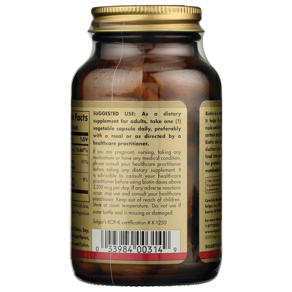 SLG261 | Back of amber supplement bottle showing SUGGESTED USE directions, nutrition panel, and barcode - Thumbnail