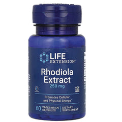 LE169 | Life Extension Rhodiola Extract 250 mg bottle, 60 vegetarian capsules dietary supplement