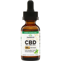 SWU1092 | Swanson Extra Strength CBD Full Spectrum, 25 mg oil drops, mint, 1 fl oz bottle