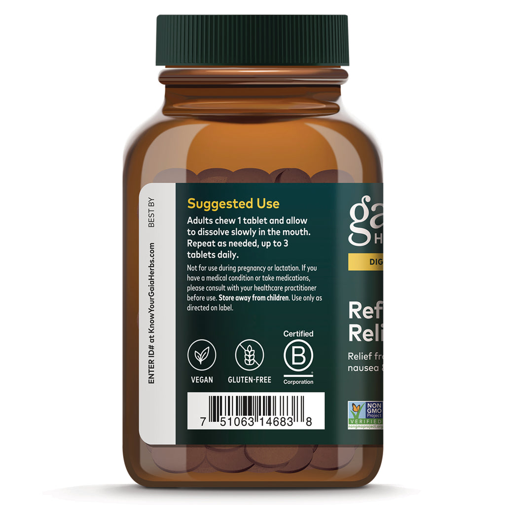 GH171 | Back label of brown supplement bottle showing suggested use instructions, vegan and gluten-free icons, and barcode - Thumbnail