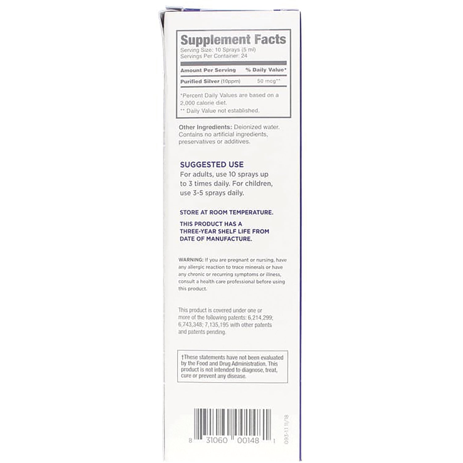 ABL002 | Back label with Supplement Facts, suggested use, storage info, and warnings