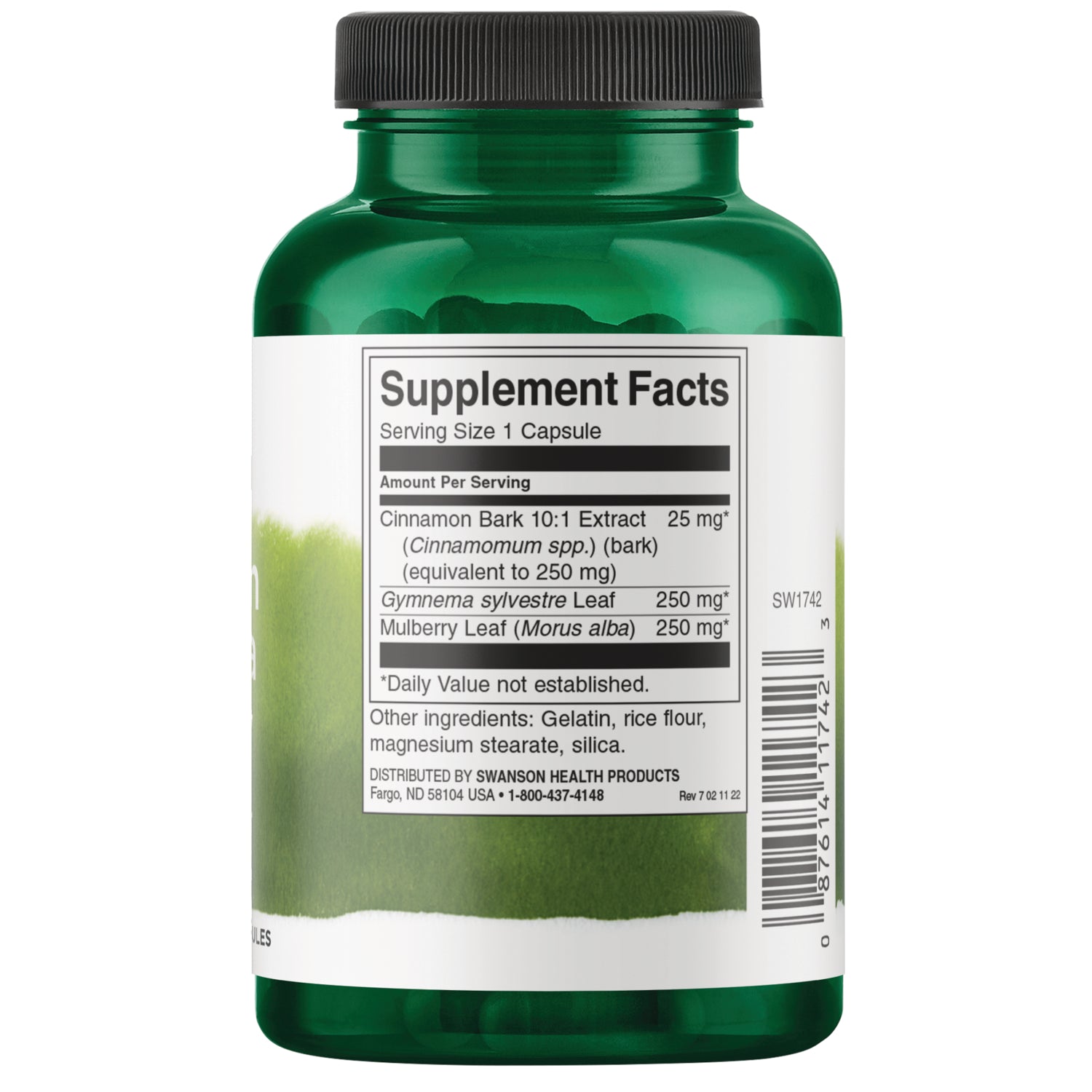 SW1742 | Back label with Supplement Facts and other ingredients for capsule supplement