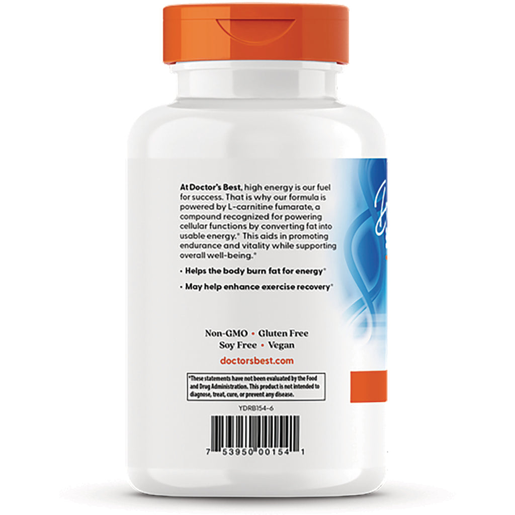 DB138 | back of white supplement bottle showing product claims Non-GMO Gluten Free Soy Free Vegan and a barcode labeled doctorsbest.com - Thumbnail