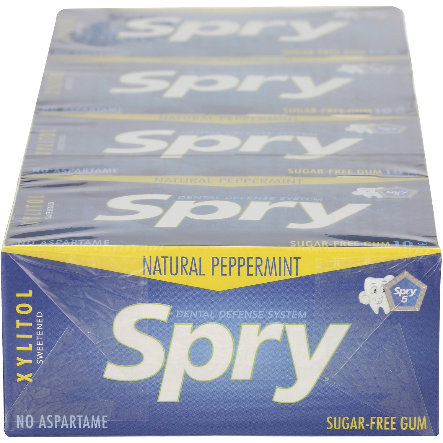XL017 | Spry Dental Defense System Natural Peppermint sugar-free gum multipack box, xylitol sweetened, no aspartame