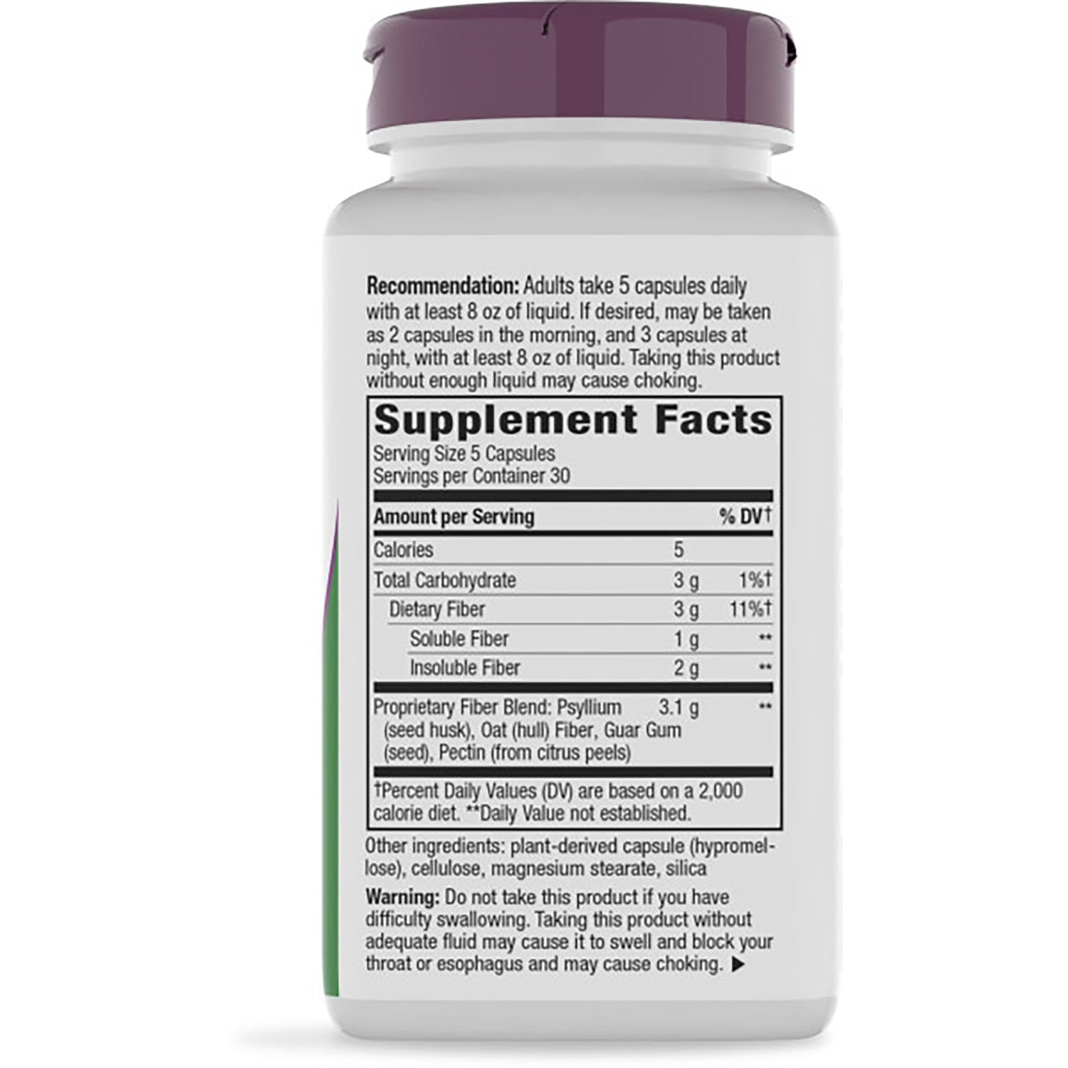ET272 | back of brown supplement bottle showing Supplement Facts panel with serving size and ingredient list