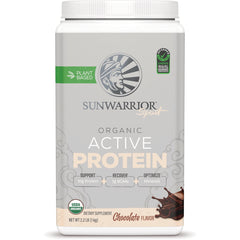 SNW044 | Sunwarrior Sport Organic Active Protein, Chocolate Flavor, plant-based protein powder tub