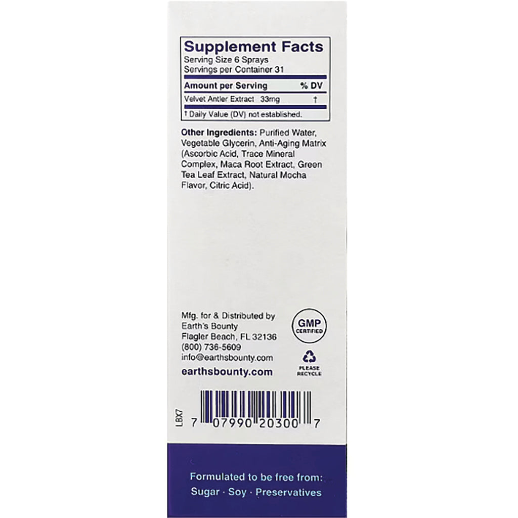 GE016 | Back panel showing Supplement Facts, ingredients list, barcode, GMP and recycle icons, and contact info - Thumbnail