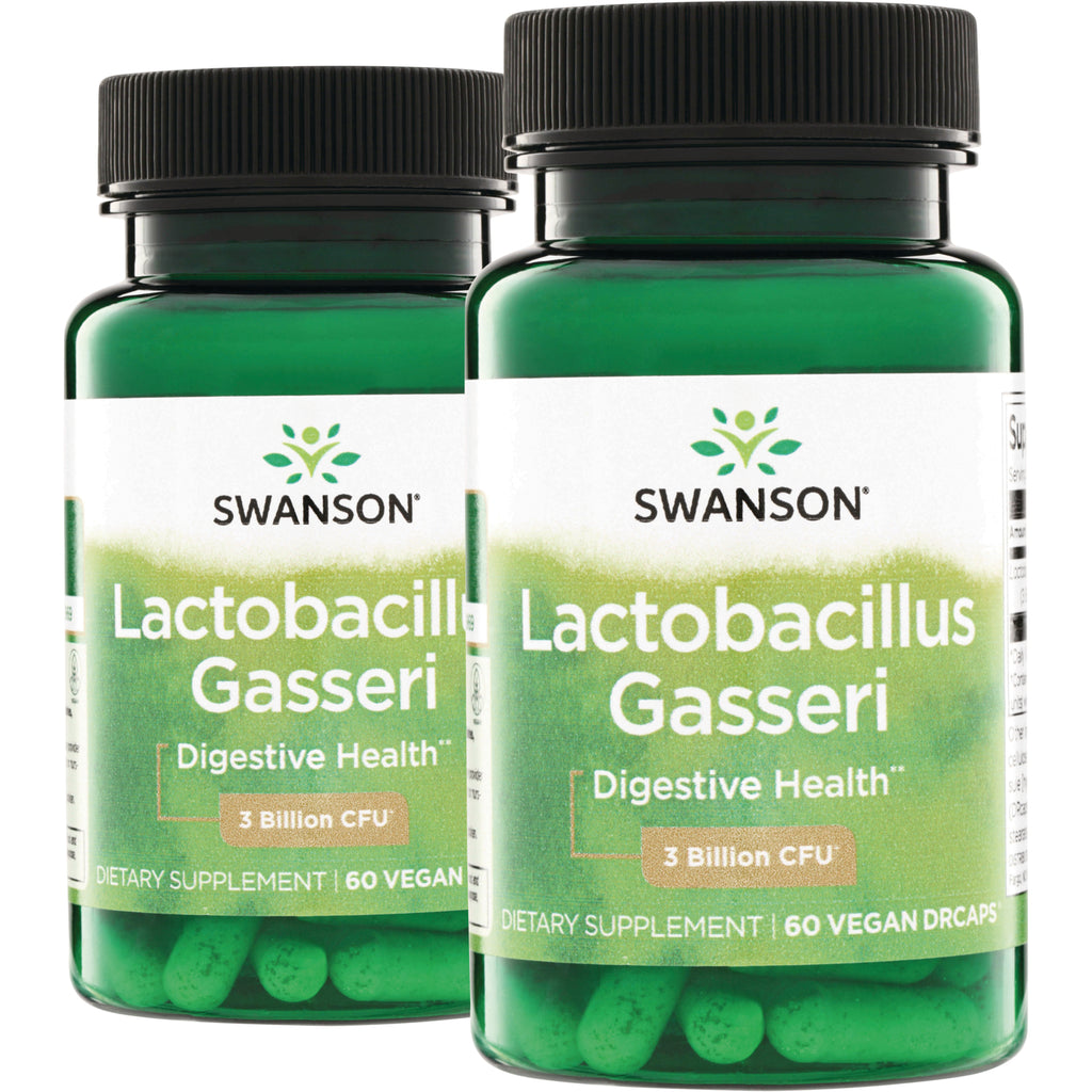 SWA058 | Two green bottles of Swanson Vitamins Lactobacillus Gasseri  3 billion CFU 60 vegan capsules - Thumbnail