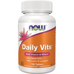 NWF1172 | NOW Daily Vits bottle, orange front label reading Multi Vitamin & Mineral 100 Tablets, white cap