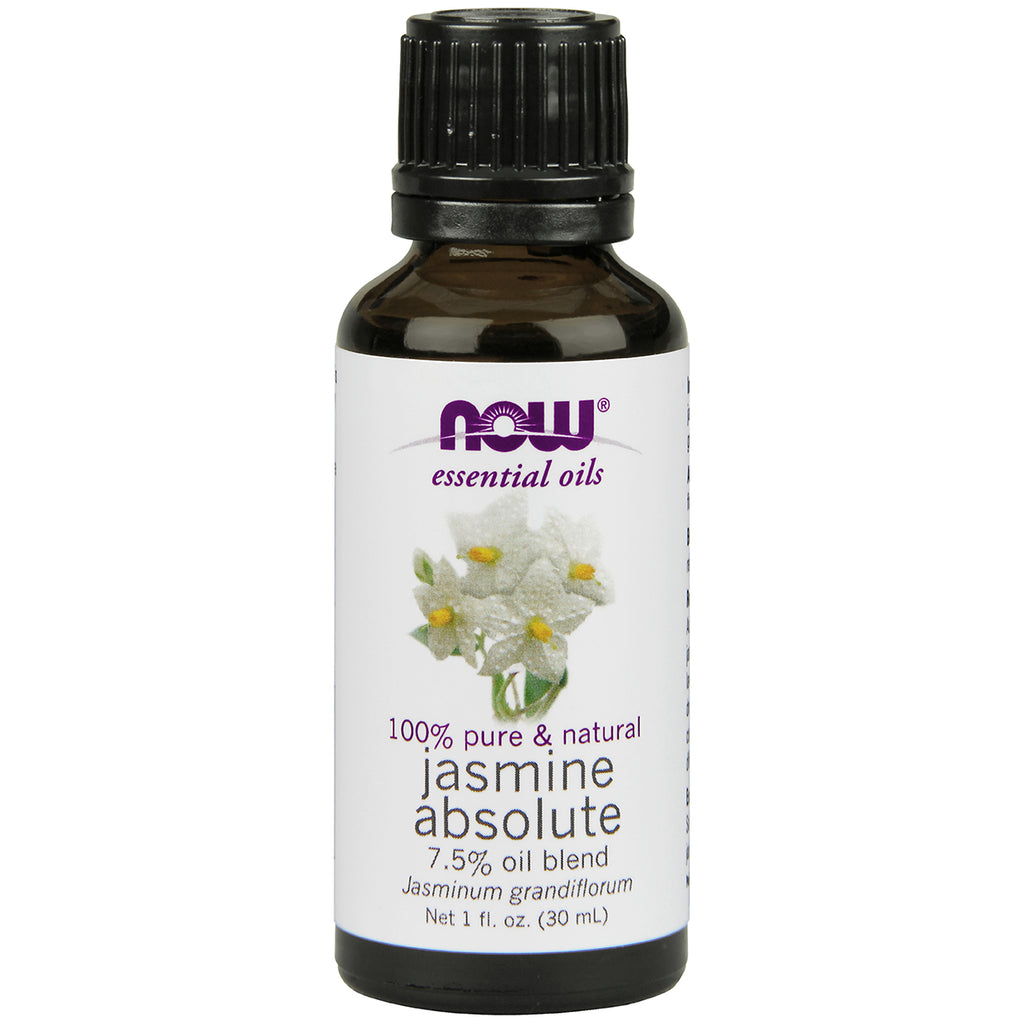 NWF486 | NOW essential oils jasmine absolute 1 fl oz amber glass bottle with white label - Thumbnail