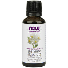 NWF486 | NOW essential oils jasmine absolute 1 fl oz amber glass bottle with white label