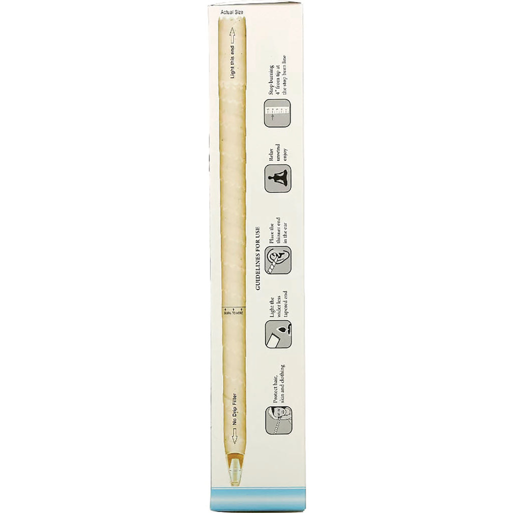 WLY002 | Side panel showing ear candle actual size, No-Drip Filter, and usage icons - Thumbnail