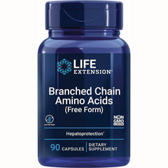 LE100 | Life Extension bottle labeled Branched Chain Amino Acids (Free Form), 90 capsules dietary supplement