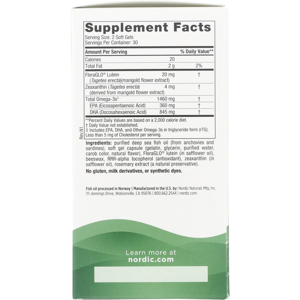 NRN035 | Back of supplement box showing Supplement Facts panel, serving size, ingredients, and nordic.com branding - Thumbnail