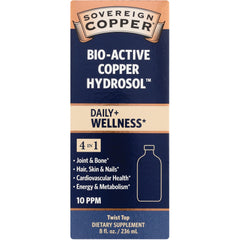SSL012 | Sovereign Copper Bio-Active Copper Hydrosol Daily+ Wellness dietary supplement, 8 fl oz, 10 PPM