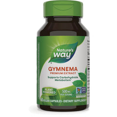 NW525 | Nature's Way Gymnema premium extract bottle, 60 vegan capsules, 500 mg per serving, green cap and label