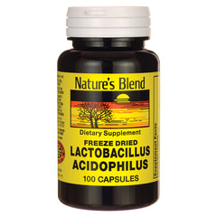 NAB109 | Nature's Blend freeze dried Lactobacillus acidophilus supplement bottle, 100 capsules