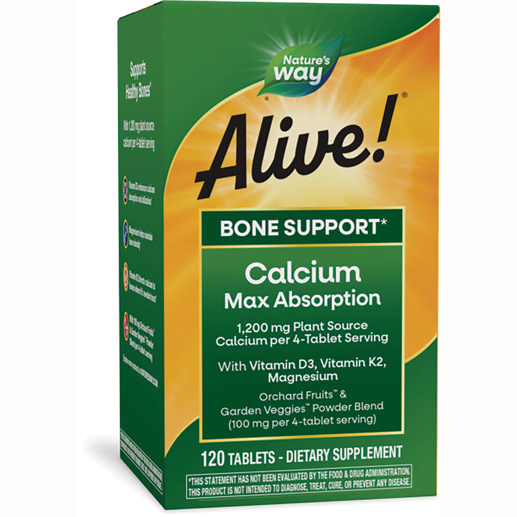NW816 | Alive! Bone Support Calcium Max Absorption 120 tablets front box - Thumbnail