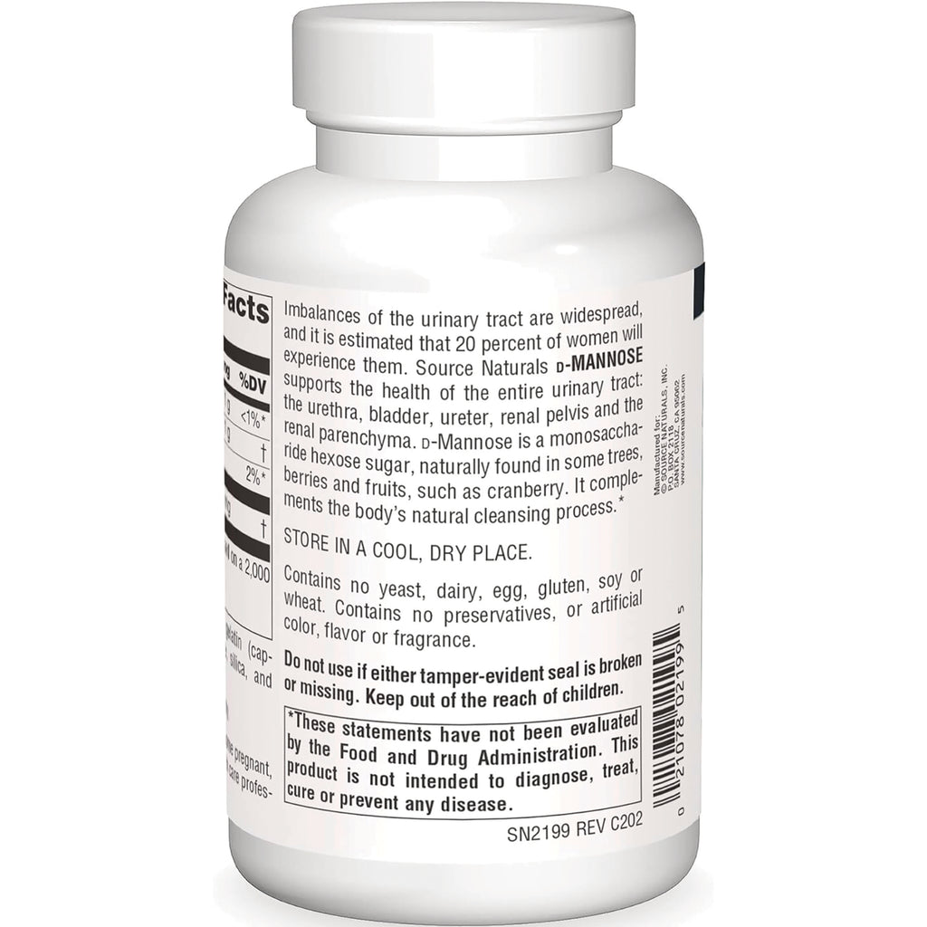 SN765 | Back label with Supplement Facts and d-Mannose usage and storage information - Thumbnail