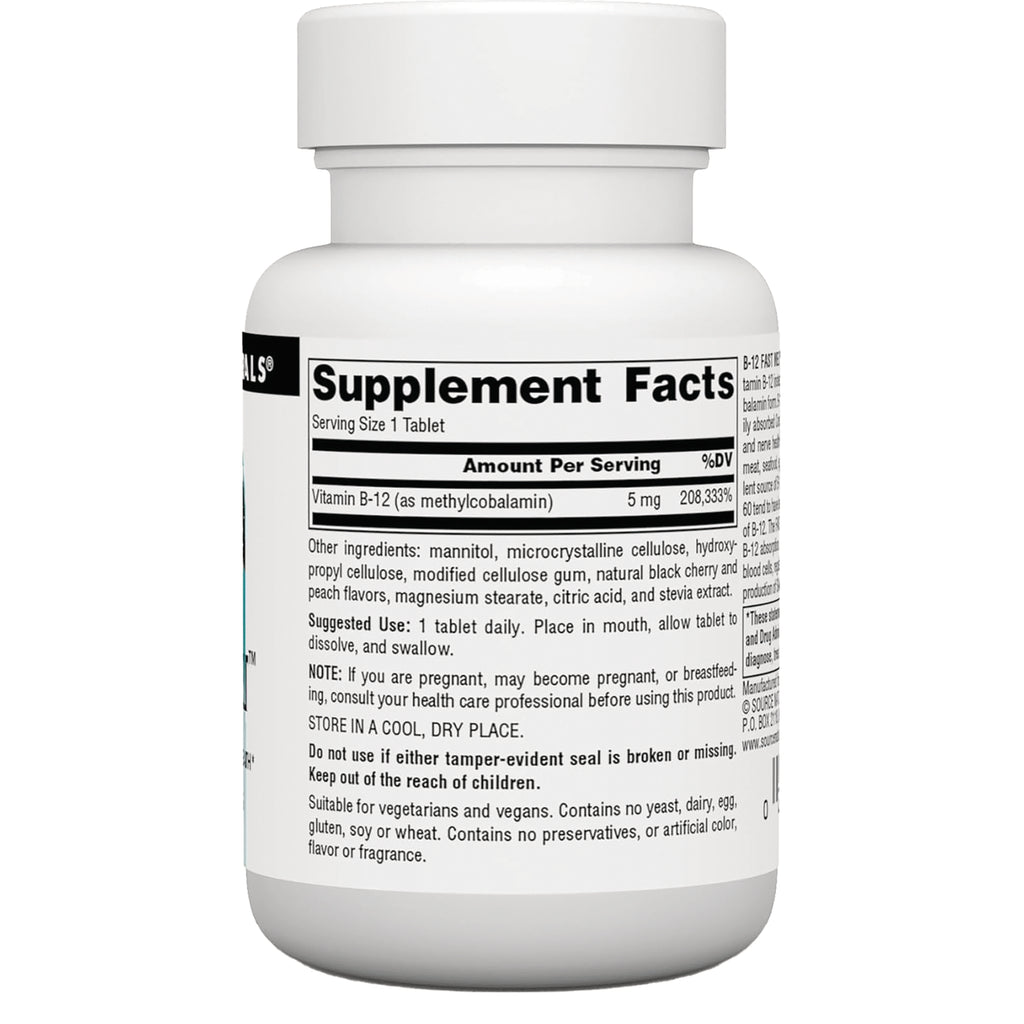 SN510 | Back label with Supplement Facts for Vitamin B-12 (methylcobalamin) 5 mg - Thumbnail