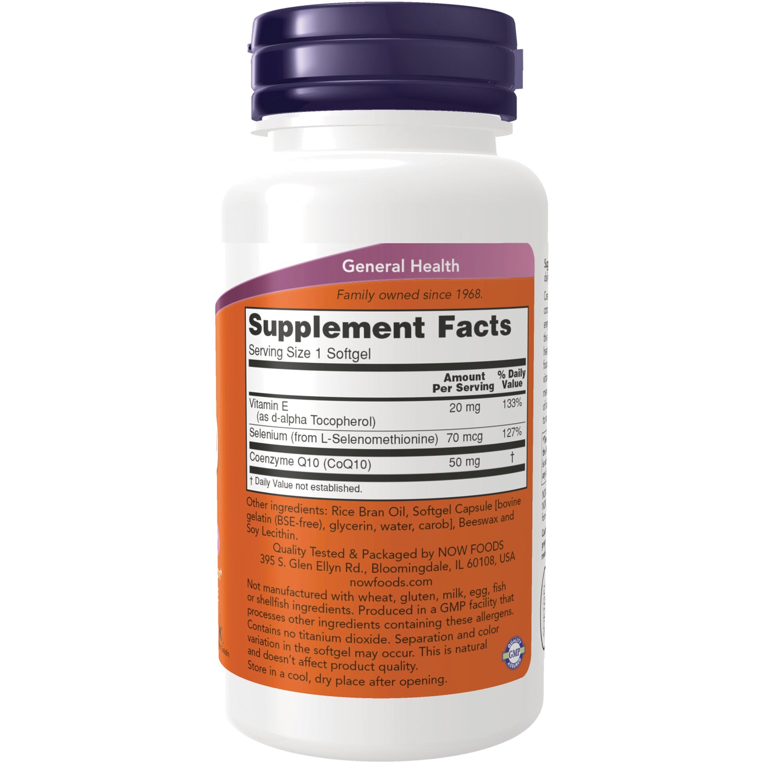 NWF1041 | Back of white supplement bottle showing Supplement Facts label with serving size, vitamin amounts, and ingredients
