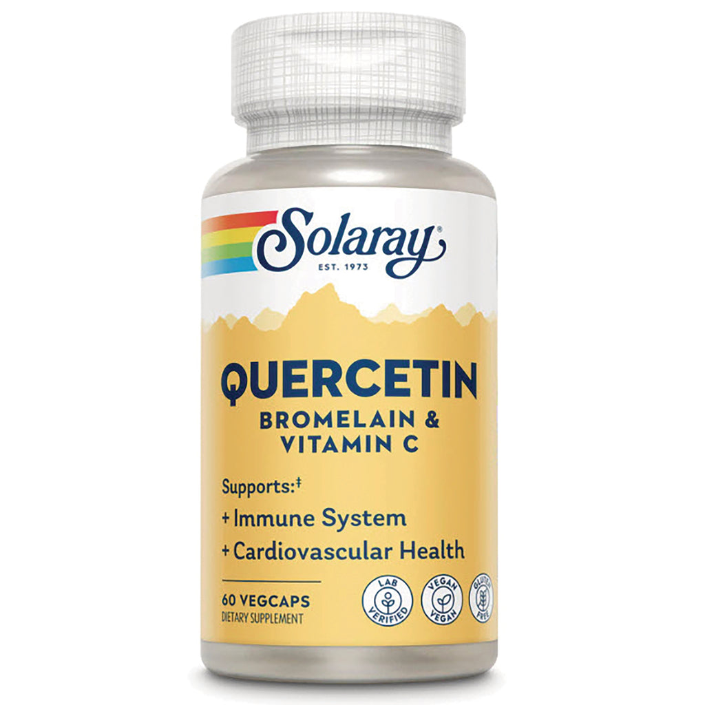 SLR468 | Solaray Quercetin Bromelain & Vitamin C, 60 VegCaps dietary supplement bottle front label - Thumbnail