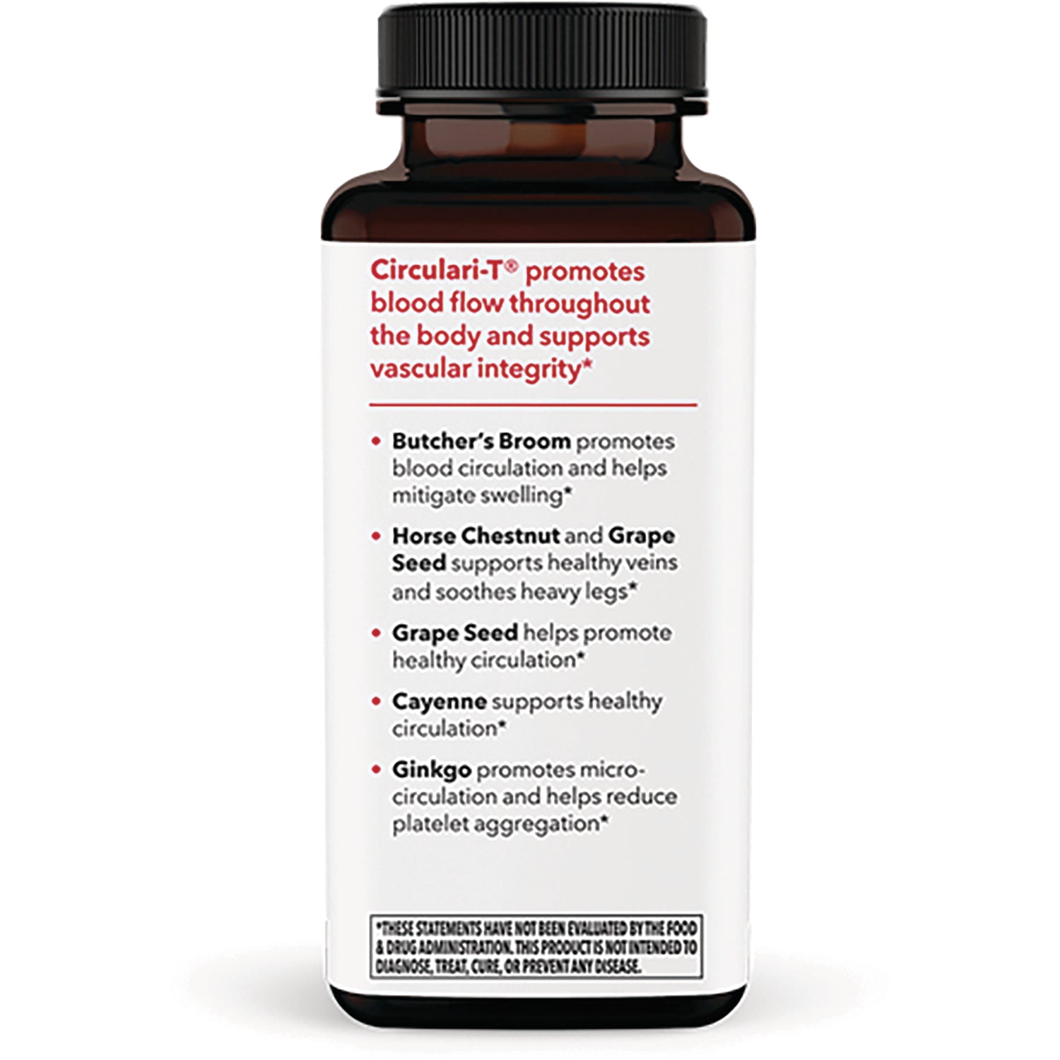 LSS002 | vertical product infographic on bottle listing circulation-supporting ingredients and benefits