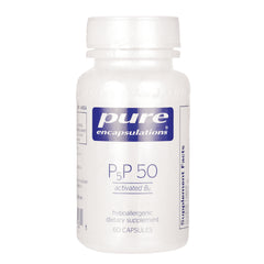 PRN064 | white supplement bottle labeled Pure Encapsulations P5P 50 activated B6 60 capsules