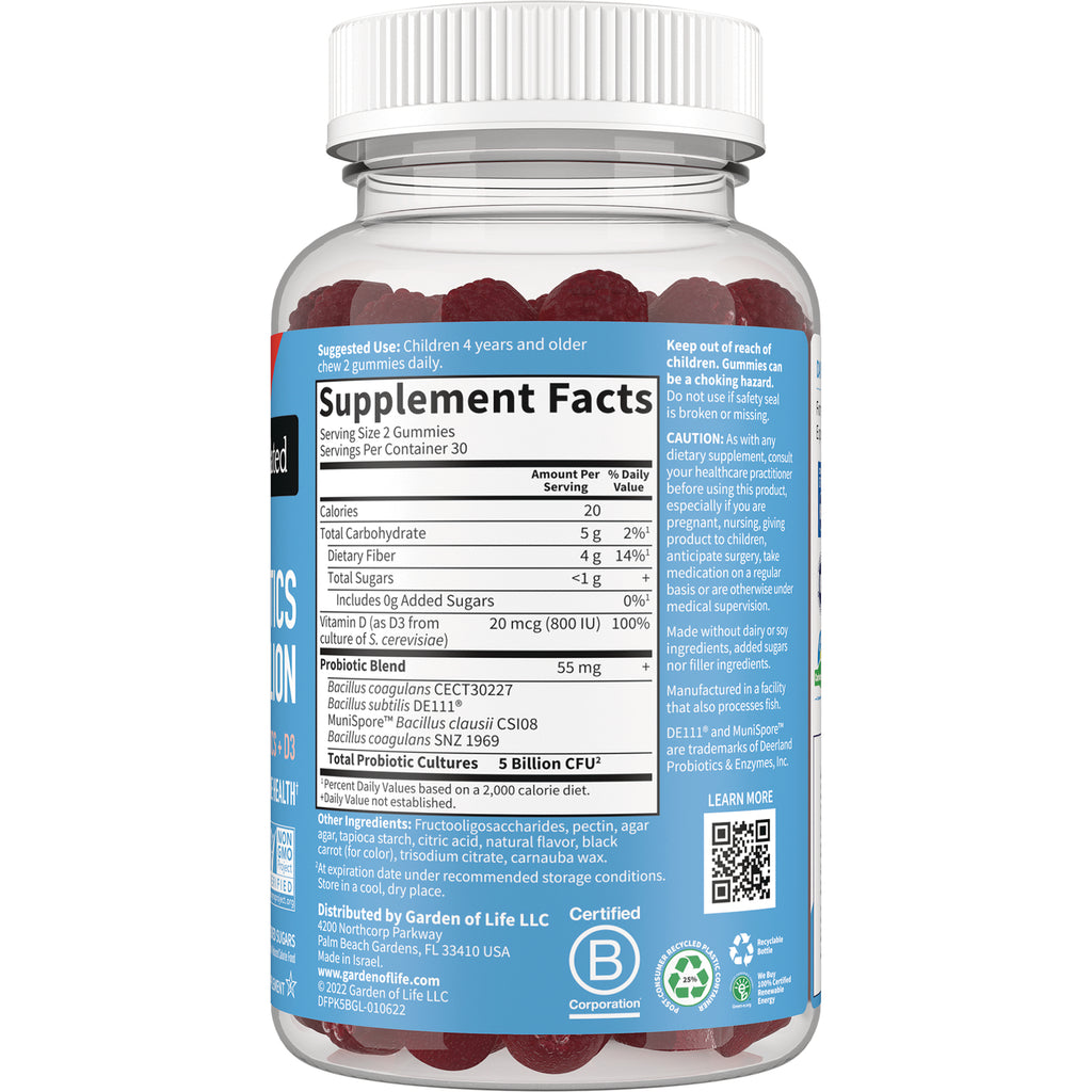 GLF368 | Back of gummy supplement bottle showing Supplement Facts panel, ingredients, and warnings - Thumbnail