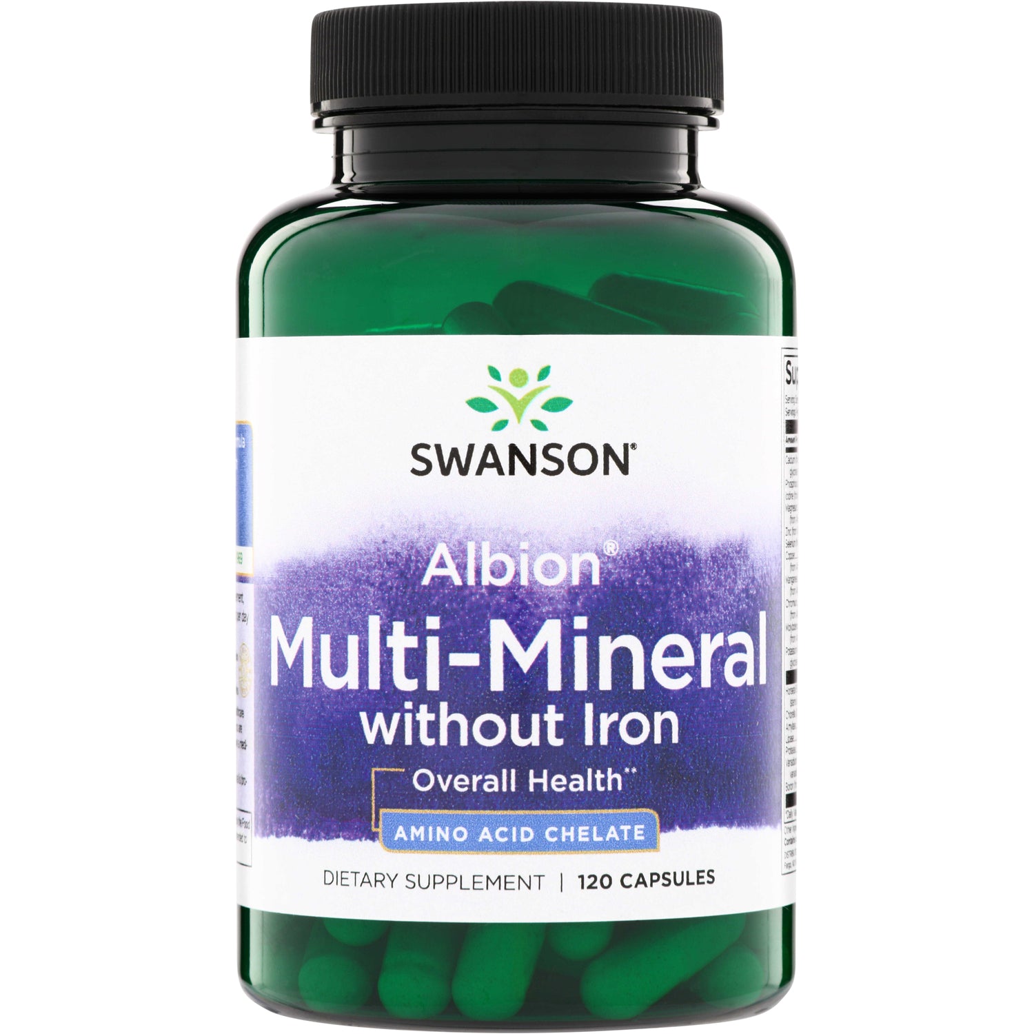 SWU685 | Swanson Albion Multi-Mineral without Iron, amino acid chelate, 120 capsules bottle front