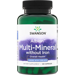 SWU685 | Swanson Albion Multi-Mineral without Iron, amino acid chelate, 120 capsules bottle front