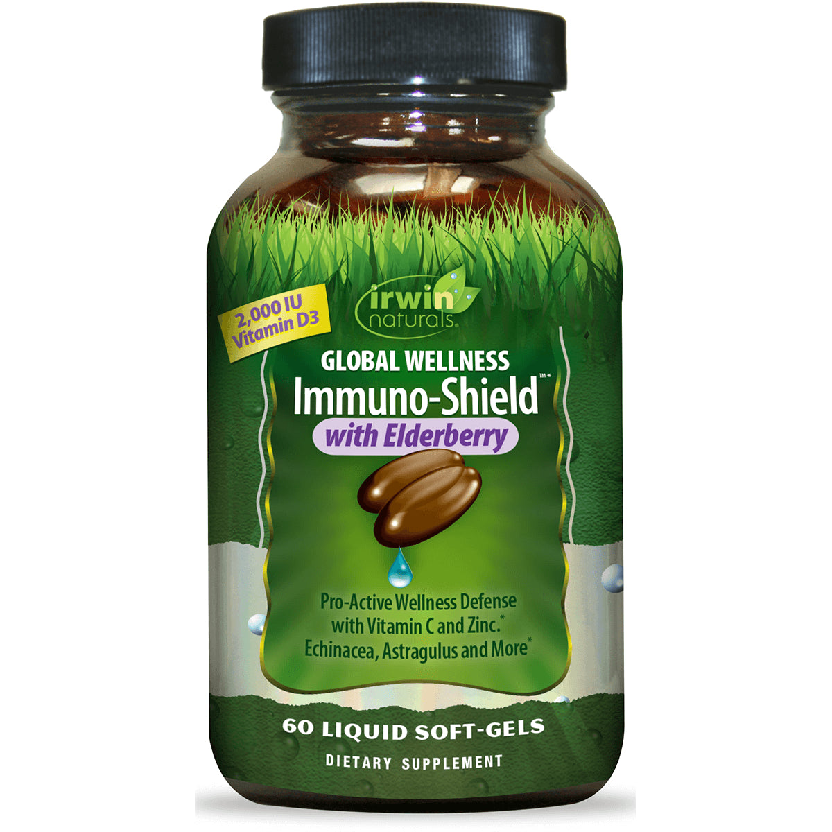 IR182 | Irwin Naturals Global Wellness Immuno-Shield with Elderberry 60 liquid soft-gels dietary supplement