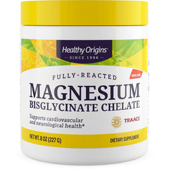 HRG103 | Front view Healthy Origins magnesium bisglycinate chelate jar with yellow lid and MAGNESIUM on the label
