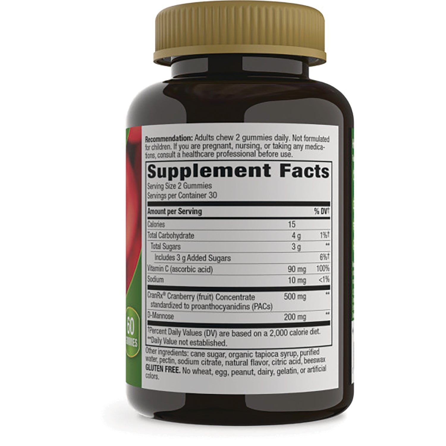 NW1062 | back of dark supplement bottle showing Supplement Facts panel and ingredient list