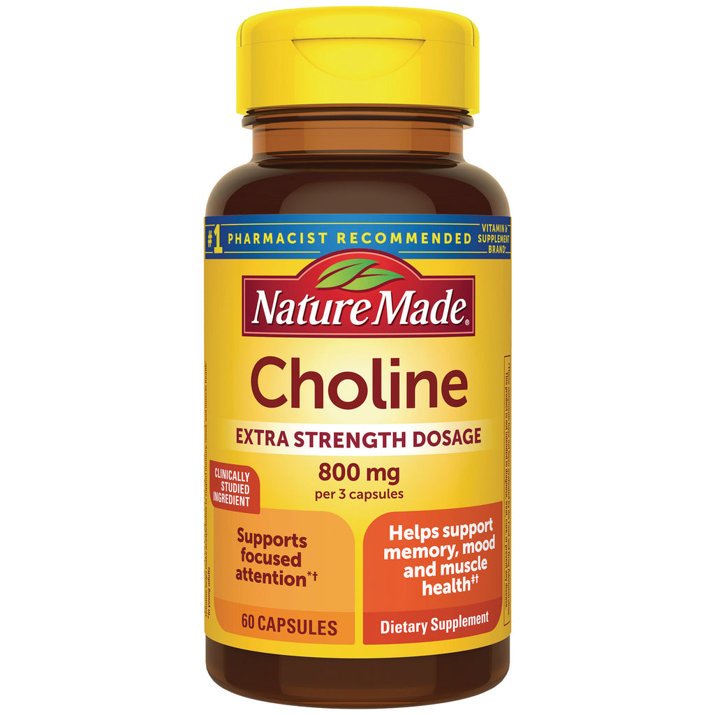 NTM182 | Nature Made Choline extra strength 800 mg bottle, 60 capsules front label - Thumbnail