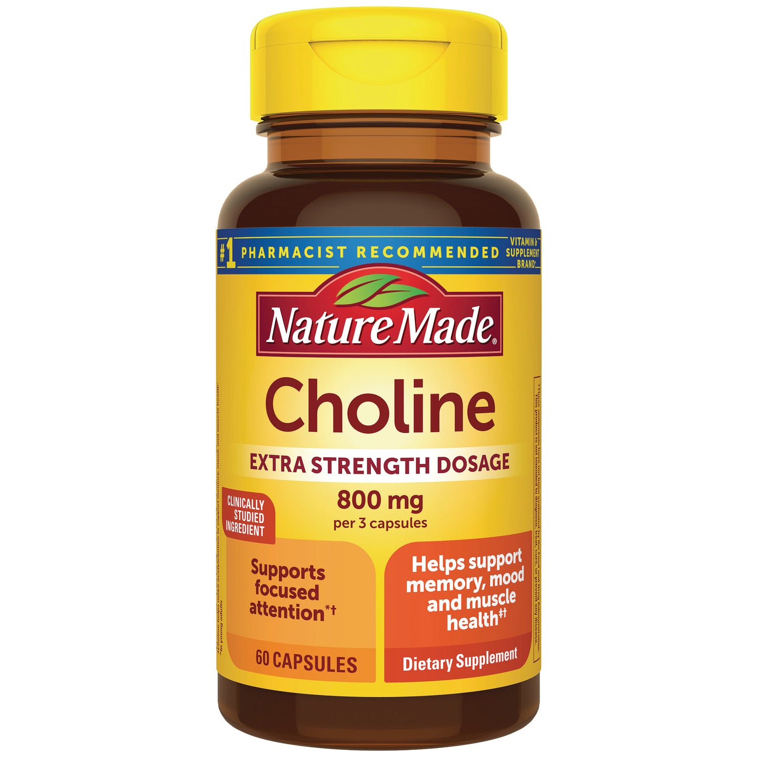 NTM182 | Nature Made Choline extra strength 800 mg bottle, 60 capsules front label