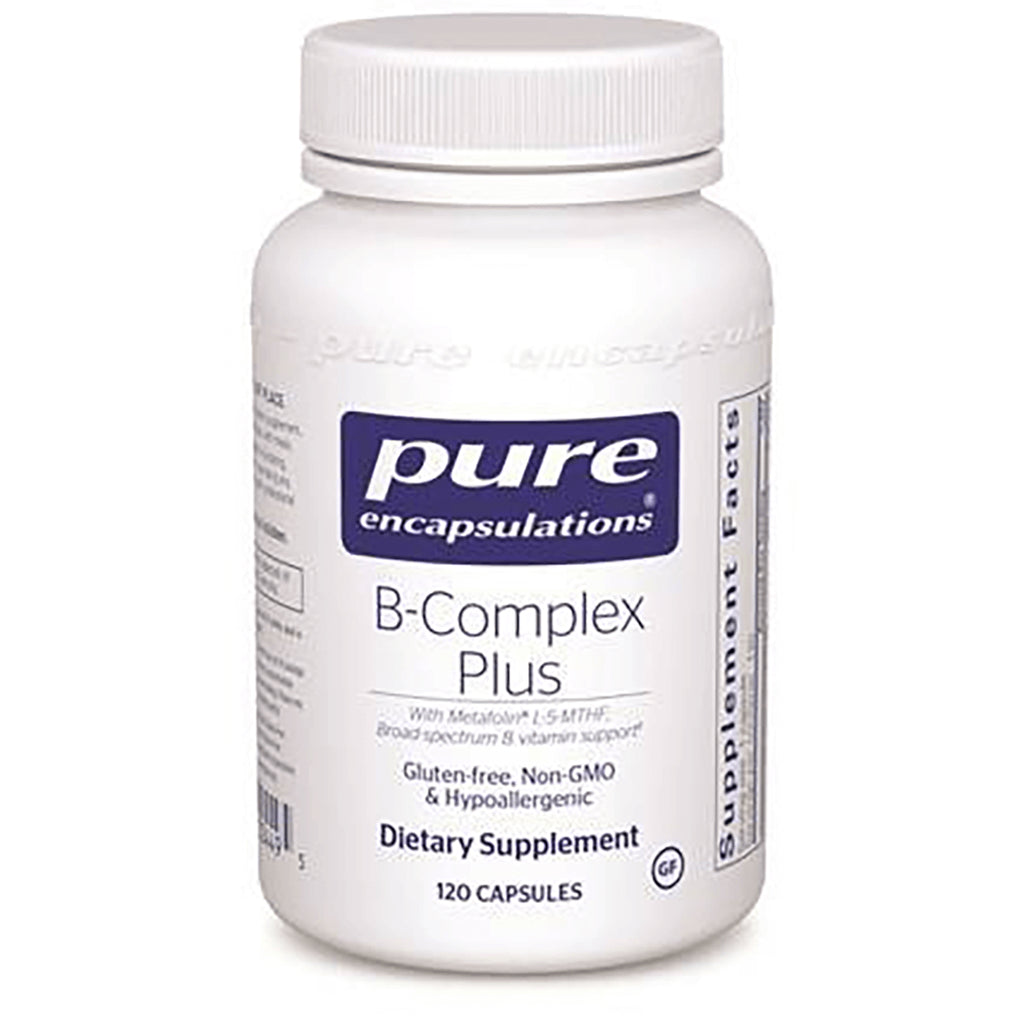 PRN002 | Pure Encapsulations B-Complex Plus white supplement bottle labeled 120 capsules - Thumbnail