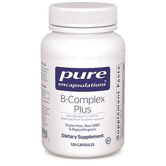 PRN002 | Pure Encapsulations B-Complex Plus white supplement bottle labeled 120 capsules