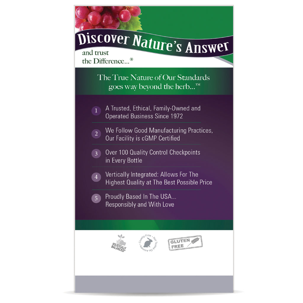 NAT105 | back panel listing five company quality standards with certification icons and gluten free label - Thumbnail