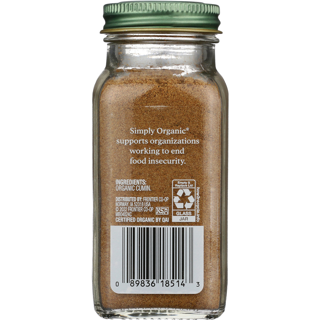 SMP011 | Back of Simply Organic ground cumin bottle with ingredients, recycling info, and barcode - Thumbnail