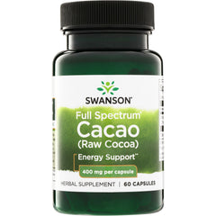 SW1257 | Swanson Full Spectrum Cacao (Raw Cocoa) Energy Support, 400 mg per capsule, 60 capsules