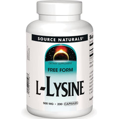 SN533 | Source Naturals Free Form L-Lysine dietary supplement, 500 mg, 200 capsules