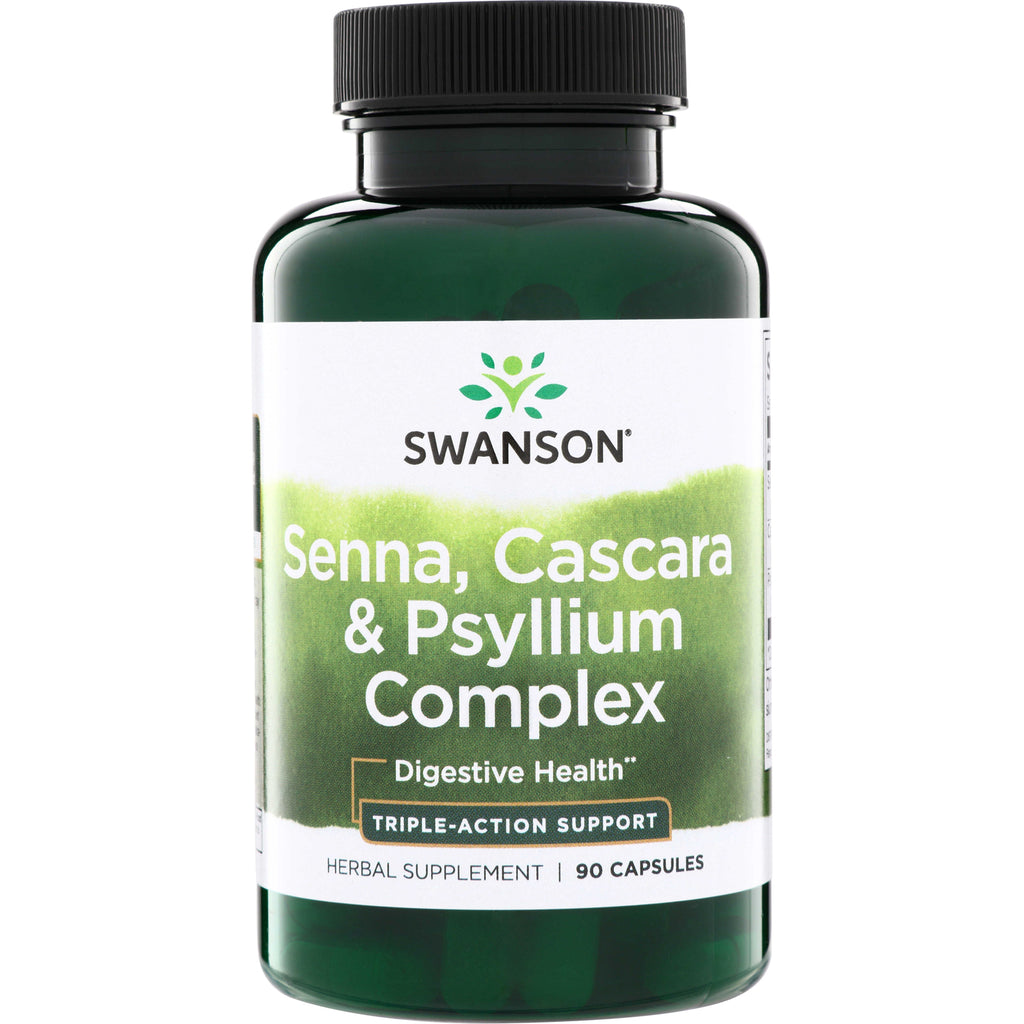 SW1137 | Swanson Senna, Cascara & Psyllium Complex supplement bottle, Digestive Health, 90 capsules - Thumbnail