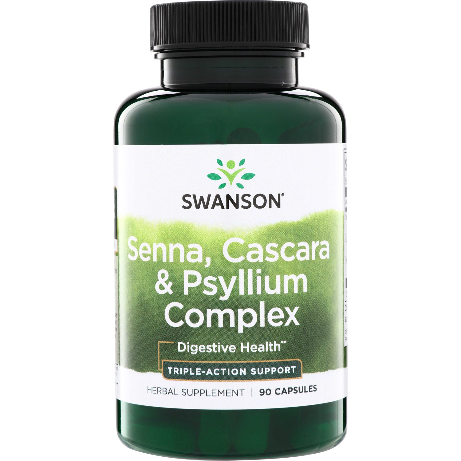 SW1137 | Swanson Senna, Cascara & Psyllium Complex supplement bottle, Digestive Health, 90 capsules