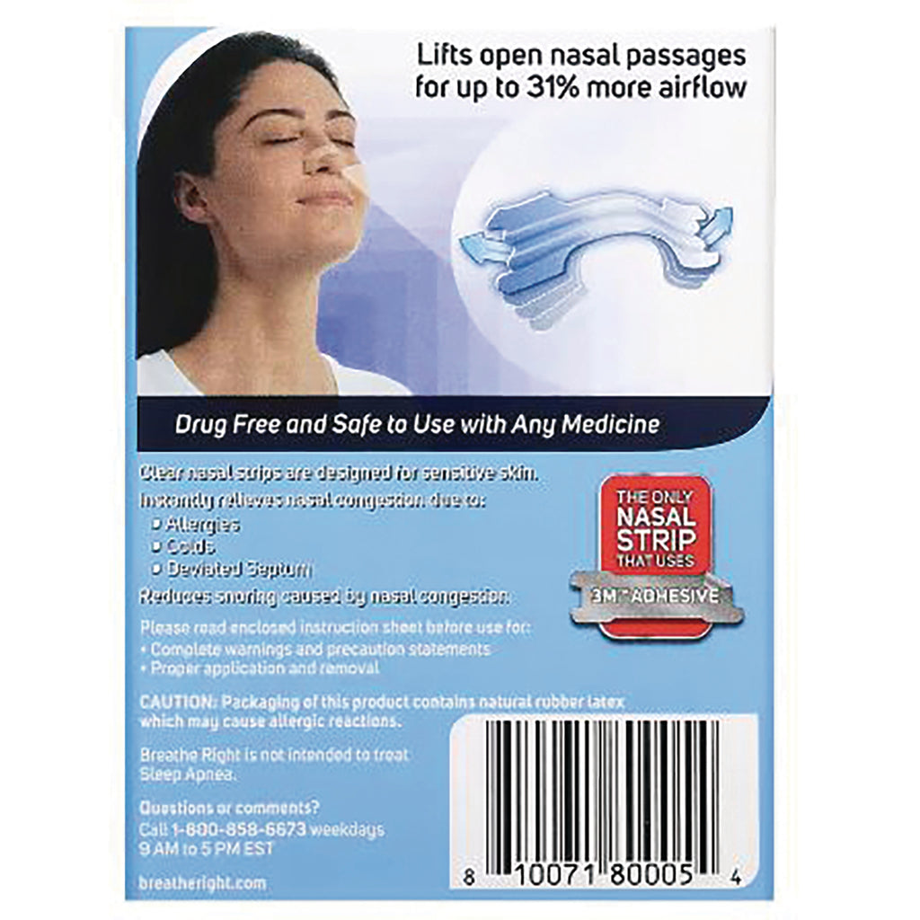GSK010 | Back of nasal strip packaging labeled Drug Free and Safe to Use with Any Medicine, instructions and barcode - Thumbnail