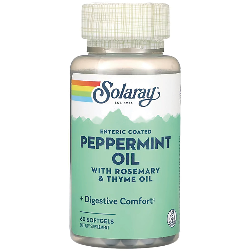 SLR308 | Solaray Enteric Coated Peppermint Oil with Rosemary & Thyme Oil, 60 softgels - Thumbnail