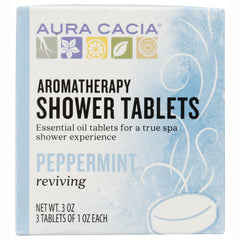ARC056 | Aura Cacia Aromatherapy Shower Tablets peppermint reviving front packaging